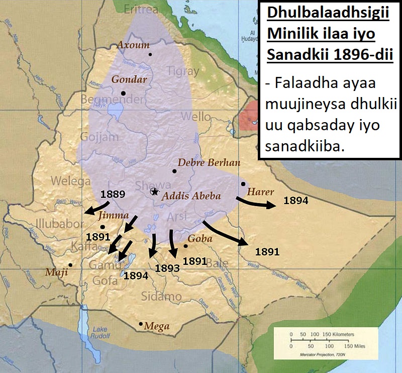 DHUL-BALAADHSIGII XABASHIDA IYO CADAAWADII GUUNKA AHAYD EE MENELIK II